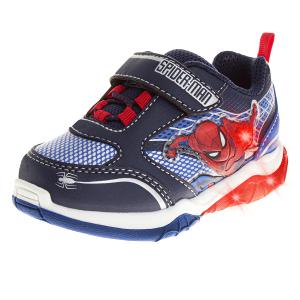 Marvel Spiderman Shoes LED Lightup Shoe - Spidey Sneakers Easy Slipon Laceless Strap Closure Casual Athletic Sneaker for Boys - Navy (Size 11 Little Kid) 