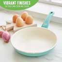 GreenLife Nonstick 8" Frying Pan Skillet, Non-Toxic PFAS-Free Ceramic Nonstick, Dishwasher & Oven Safe, Stay-Cool Handles, Wobble Free, Turquoise
