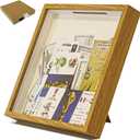12 Inch Travel Adventure Challenge Archive Shadow Box Picture Frame with Slot, $10000 Goal Savings Challenge, Display Case Framefor Tickets, Flower, Pictures and Use as a Piggy Bank
