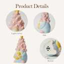 WDS WONDROUS Easter Decorations Lighted Gnome Figurine, Ceramic Battery Operated LED Easter Decor with Pink Hair Holding Egg, Spring Home Decor, Table Centerpiece, Indoor Gnome Decorations