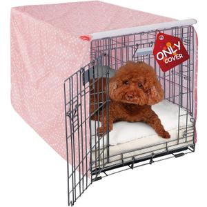 Explore Land Pattern Dog Crate Cover for 42 Inches Wire Cage, Heavy-Duty Polyester 1 2 3 Doors Standard Metal Pet Kennel Enclosure (Princess Pink)