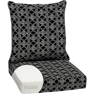 Arden Outdoor Deep Seat Cushion Set, Foam, 24x24, Black Global Stripe, 1 Pack