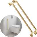 36 Inch Anti Slip Shower Grab Bar Gold, Munzong 2 Pack Bathroom Grab Bar, Knurled Bathroom Balance Bar,Safety Hand Rail Support Handicap Elderly Injury Senior Assist Bath Handle