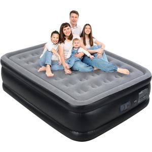 Queen Air Mattress with Built in Pump, Inflatable Mattress for Home, Blow up Air Bed 3 Min Quick Inflation and Deflation, Thin Velvet Top, 22'' Queen Size Gray (Stone Grey)