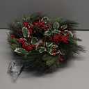 24 Inch Christmas Wreath, Xmas Wreath for Front Door with Hanger, Farmhouse Rattan Base Christmas Decor with Red Berry Pine Cone Spruce, Artificial Wreath Christmas Decorations for Indoor Outdoor Use