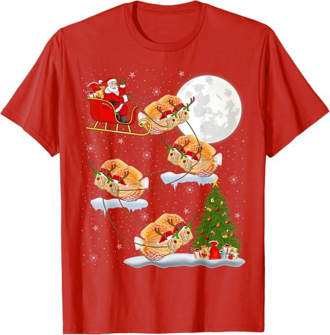Funny Xmas Lighting Tree Santa Riding Christmas T-Shirt 3 XL