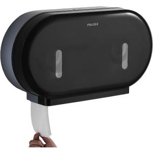 Commercial Twin Jumbo Toilet Tissue Dispenser, 9 Double Toilet Paper Roll Holder Wall Mount, Industrial Tissue Dispenser with Key Lock, Tissue Holder with Dual Dispenser for Bathroom,Office, School, Black