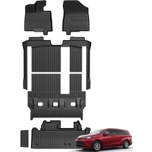 Floor Mats for Toyota Sienna 2021-2026, All Weather Floor Mats Lower Trunk Cargo Liner Accessories, Full Coverage Set (Fit 8 Sests)