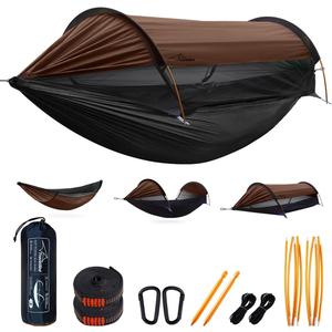 Camping Hammock Tent with Mosquito Net and Sunshade, Extra Large for 2 Person, Lightweight Hanging Hammocks Tree Straps, Bivvy Ground Tent for Outside, Hiking, and Travel
