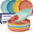 10 inch Deep Dinner Plates Set of 8 Wheat Straw Plates, Unbreakable Dinner Dishes Alternative for Plastic Microwave and Dishwasher Safe for Kitchen with 4 Colors Classic Bright