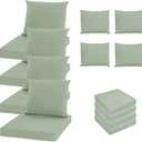 Oslimea Patio Cushion Covers Replacement Set of 4, Water Resistant Outdoor Cushion Slipcovers with Zipper Chair Seat Cushion Covers for Outdoor Furniture (24 x 20 Inch, 24 x 24 x 4 Inch, Bean Green)