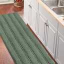 Turquoize Bathroom Runner Rug Extra Long Chenille Area Rug Non-Slip Blue Bathroom Rug Shag Shower Mat Blue Bathroom Rugs Kitchen Rugs Washable Bath Mats for Bathroom 59 x 20 inches, Green Bay