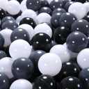 Ball Pit Balls Plastic Balls for Ball Pit Phathalate Free BPA Free Plastic Balls 100pcs 2.2" Set for Toddlers for Play Tent Tunnel (Black+White+Gray)
