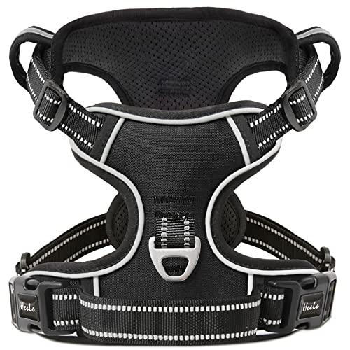 HEELE Dog Harness Dog Harness Small Dog No Pull Harness with Soft Handle Reflective Harness Adjustable, Black, S