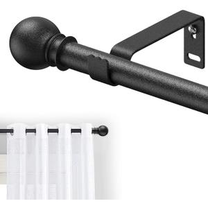 5/8 inch Small Window Curtain Rod 28 to 44 Inch, Heavy Duty Matte Black Adjustable Splicing Curtain Rods With Brackets for Living Room, Bedroom, Sliding Glass Door, Patio, Cafe Shop