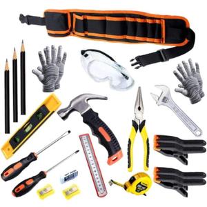 Real Kids Tool Set,22 PCS Kids Junior Tool Set with Woodworking,Construction Tool Set for Kids Pretend Play,DIY Real Tools for Boys & Girls Beginner Learning,Great Gift Tool Belt
