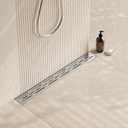 Neodrain 24 Inch Rectangular Linear Shower Drain with Brick Pattern Grate, Brushed 304 Stainless Steel Bathroom Floor Drain, Shower Floor Drain & Hair Strainer, CUPC Certified