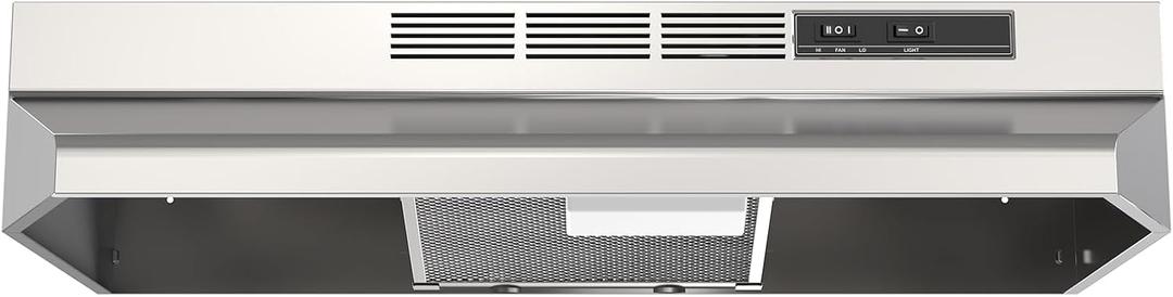 Range Hood 30inch Under Cabinet - Ducted/Ductless Convertible Durable Stainless Steel, 300CFM & 45dB Quiet oven/stove vent hood for kitchen & Apartments with 2-Speed Exhaust Fan & Reusable Filter