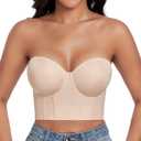 DotVol Women's Longline Strapless Full Figure Underwire Corset Bustier Bra 42DDD