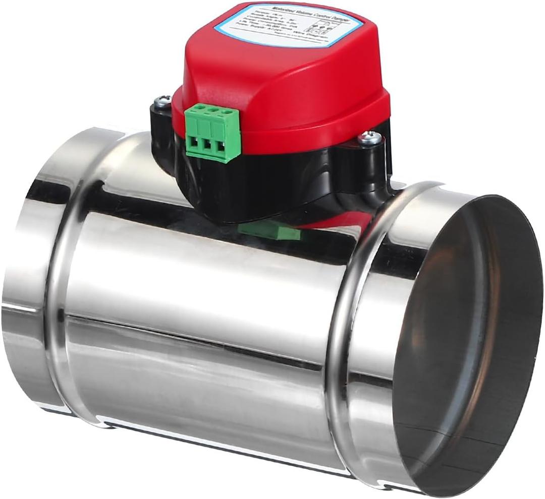 PATIKIL 4" Duct Damper, Stainless Steel Motorized Adjustable HVAC Volume Dampers Airflow Backdraft Damper Control for HVAC Air Balancing System, AC 24V