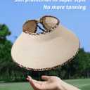 Sun Visor Hat for Women, Wide Brim Straw Summer UV Protection Hat, Foldable Roll-up Packable Beach Cap (Beige)