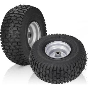 15x6.00-6" Front Turf Tire and Wheel for Craftsman Riding Mowers | 3" Centered Hub | Bore ID 3/4" | 400lbs Capacity | Natural Rubber 4 Ply with Tube 2PCS