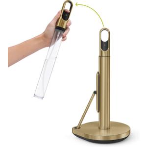 simplehuman Standing Paper Towel Holder with Spray Pump, Brass Stainless Steel, Gold