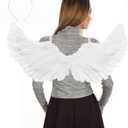 Angel Wings and Halo Adult Feather Angel Wings Costume for Women Halloween Cosplay Costumes