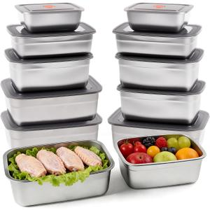 12PC Thickened stainless steel Food Containers with Lids Leakproof,Airtight Bento Lunch Box,Meal Prep Container Airtight Lunch Boxes Reusable Stackable & Nestable Oven,Freezer Safe