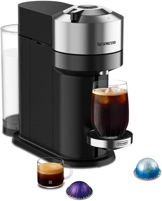 Nespresso Vertuo Next Deluxe Coffee and Espresso Machine by De'Longhi, Chrome