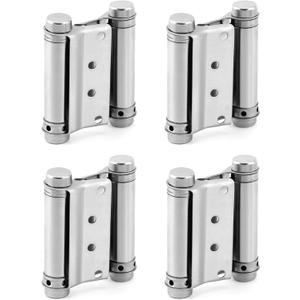QWORK Heavy Duty Cafe Saloon Bars Door Swing Hinges, 4 Pack 3" Stainless Steel Self Closing Swing Hinges, Double Action Spring Door Hinges