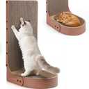Cat Scratcher, 2 in 1 Multifunctional L Shape Cat Scratch Pad Wall Mounted with Oval Cat Bed Bowl for Indoor Cats (1 PCS Cat Scratcher)