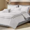 Wonderful White Comforter Set Queen,8-Piece Hydro-Brushed Wooly Feel Hotel Style Modern Luxury Bedding Comforter Set with Matching Fitted Sheet,Flat Sheet,Pillow Sham,Decor Pillows for All Season