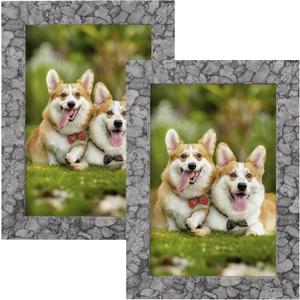 TOFOREVO Picture Frames 4x6 Set of 2 Stone Grey Wood Grain Photo Frame for Gallery Wall Mounting or Tabletop Display