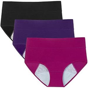 POKARLA Women's High Absorbency Period Cotton Underwear Heavy Flow Leakproof Panties (Medium Size)
