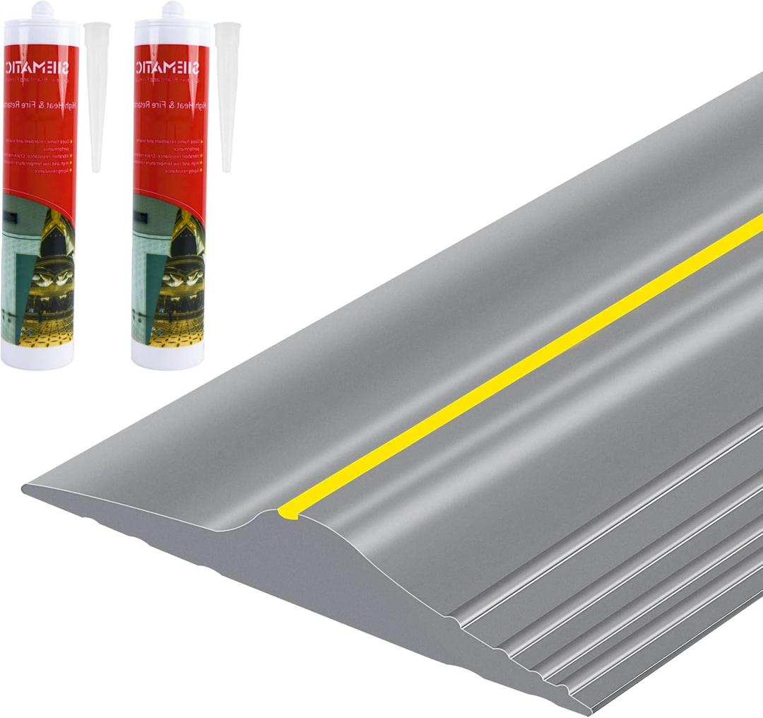 ToLanbbt 16.5Ft/5M Universal Garage Threshold Seal Strip with 300ml Black Adhesives, Garage Door Bottom Weatherproof Strip Rubber DIY Weather Stripping Replacement (Grey+Yellow)