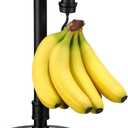 Banana Holder Stand with Wooden Base Industrial Vintage Style Banana Hanger Pipe Fruit Tree Rack for Kitchen Countertop Home Decoration