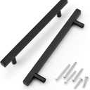 KNOBWELL 6 Pack 6-3/10" Kitchen Cabinet Handles Matte Black Cabinet Pulls - Square T Bar Cupboard Door Handles, Bathroom Cabinet Handles Vanity Pulls (Hole Center:6 3/10 inch(160mm))