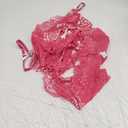 Lilosy Sexy Lace Pajamas Lingerie Set High Waist Sheer Sleepwear Bow Ties Cami Shorts Bra and Panty Women 2 Piece See Through Nightwear Floral Hot Pink X-Large