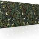 Black Aesthetic Vintage Botanical Gaming Mouse Pad XL Cute Forest Green Plant Nature Floral Extended Large Big Mousepad Non-Slip Stitched Edge Long Mat for Desk Office Computer, 31.5×11.8 in