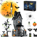 Tweandar Halloween Haunted Mansion Building Set,Before Xmas Haunted House Building Blocks Set with Light, GlowinTheDark Pumpkins and Skeleton Ghosts, Halloween Toys Gifts for Adults & Kids