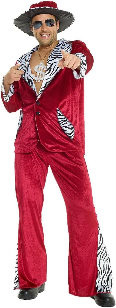 Morph Red Pimp Costume For Men - 70s Halloween Outfit Suit (X-Large)