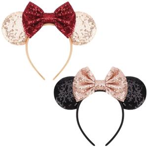 DRESHOW Mouse Ears Bow Headbands Glitter Party Decoration Cosplay Costume for Women