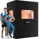 X-Vcak 2 Person Sauna, Extra Large Sauna Box, Portable Steam Sauna Tent with 2 Steamers, 2 Folding Chair, 71”x 49”x 36”, Black