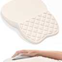 Auhoahsil Ergonomic Mouse Pad with Wrist Rest, Comfortable Slope Computer Mouse Mat with Wrist Support, Memory Foam Filling, Non-Slip Silicone Base, Pain Relief, for Gaming & Work, 8 x 12 in, Beige