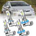 Upgraded Vehicle Front Headlight Bulbs, 9005 and H11 Front Light Combo, 6000K with Built-in Fan for Toyota Prius 2010 2011 2012 2013 2014 2015, High and Low Beam, 12-24V, 4-Pack