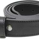 BC Belts Womens Thin Leather Belt Strap with Vintage Distressed Texture 1.25" Wide with Snaps (Black-S)