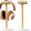 Wood Headphone Stand with Marble Base, Universal Headset Stand for Desk, Headphone Holder for Gaming, Music Headset Accessories 1 Pack(DP030) (brown)