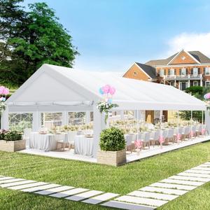 COBIZI 20x40 FT Party Tent Heavy Duty, Large Outdoor Wedding Tents for Parties with 12 Sidewalls & Built-in Sandbags,Waterproof Canopy Gazebo Commercial Event Tent for Carport,Camping,Patio, White 