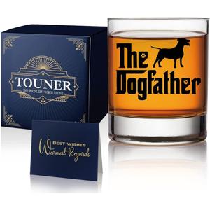 TOUNER Labrador Retriever Themed Whiskey Glasses, The DogFather Whiskey Glass, Dog Lover Gifts For Him, Dog Dad Gifts For Men, Fathers Day Birthday Gifts from Dog Dad, Unique Gift For Dog Lovers